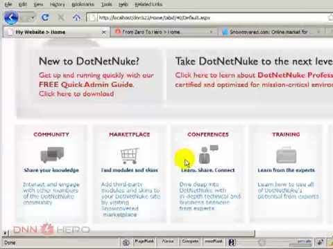 Dotnetnuke DNN Tutorial - How to get started with your DotNetNuke website part 1 of 3 - Video #2