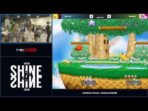 Shine 2019 - The Yid (Pikachu, Yoshi) Vs. Spongy (Kirby) Super Smash Bros. Division 1