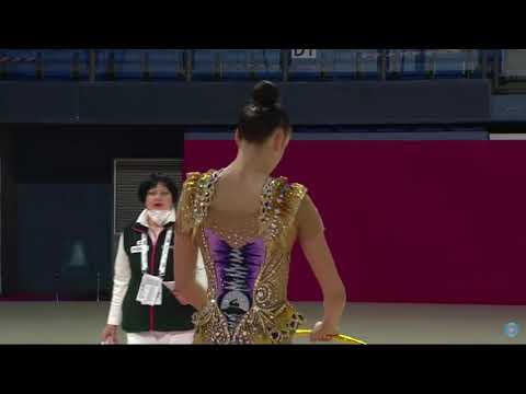Alina Harnasko training with Hoop Individual Final World Cup Pesaro 2021