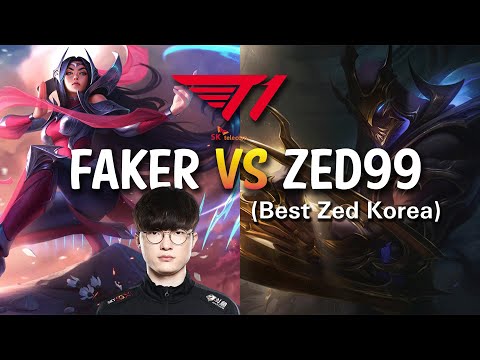 T1 Faker vs Zed99 (Best Zed Korea) Mid - IRELIA vs ZED - KR LOL Challenger