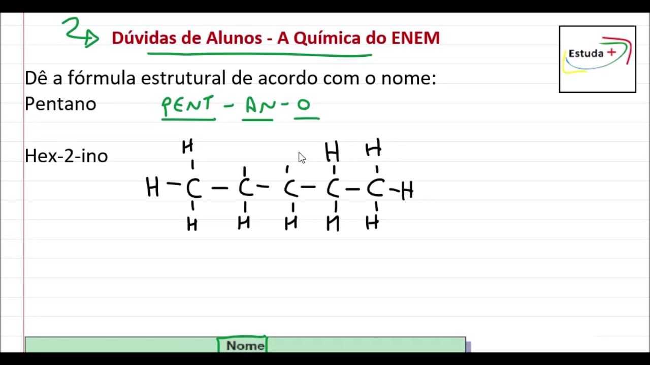 Como fazer a fórmula estrutural a partir da nomenclatura oficial IUPAC