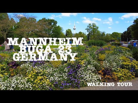 Mannheim BUGA 23 Luisenpark & Spinelli Park Funicular Germany - May 2023 - Walking tour 4K 60fps