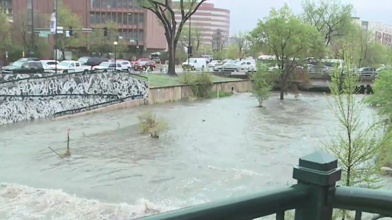 Cherry Creek floods over, bike path submerged