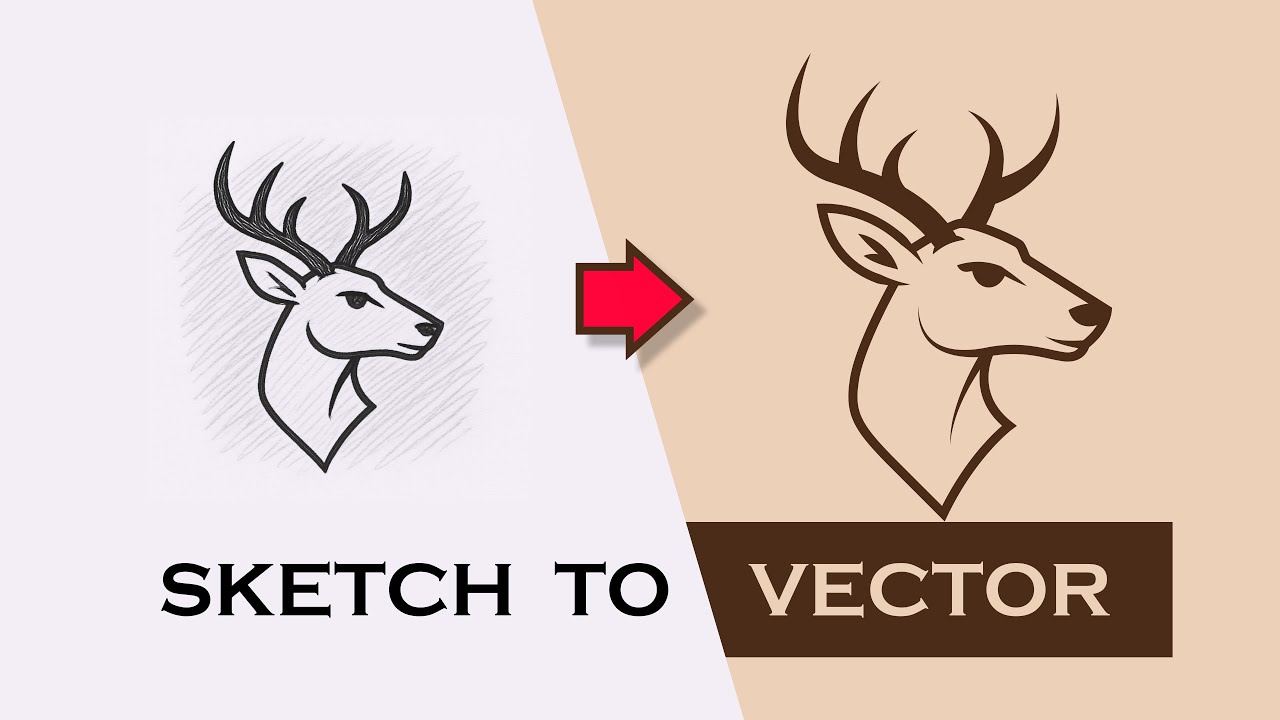Adobe Illustrator Vector Logo from Sketch – Pen Tool Process | Deer Logo