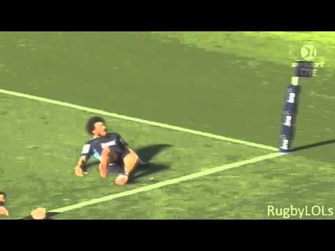 Rene Ranger breaks Zane Kirchner to finish an amazing try. Blues v Bulls - 2013.