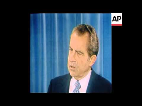 SYND 26-10-73 NIXON HOLDS A PRESS CONFERENCE IN WASHINGTON ON WATERGATE SCANDAL