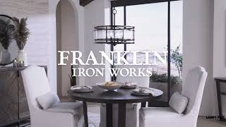 Watch A Video About the Franklin Iron Works Elwood Textured Glass and Bronze Drum Pendant