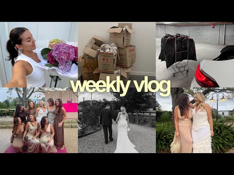 weekly vlog 💌👰🏼 unpacking, wedding prep, bridesmaid dress options + cook with me