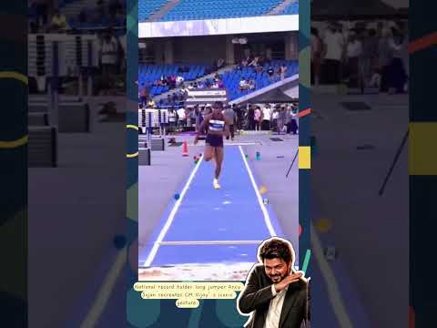 National record holder long jumper Ancy Sojan recreates CM #Vijay ’s iconic gesture. #tvk #tvkvijay