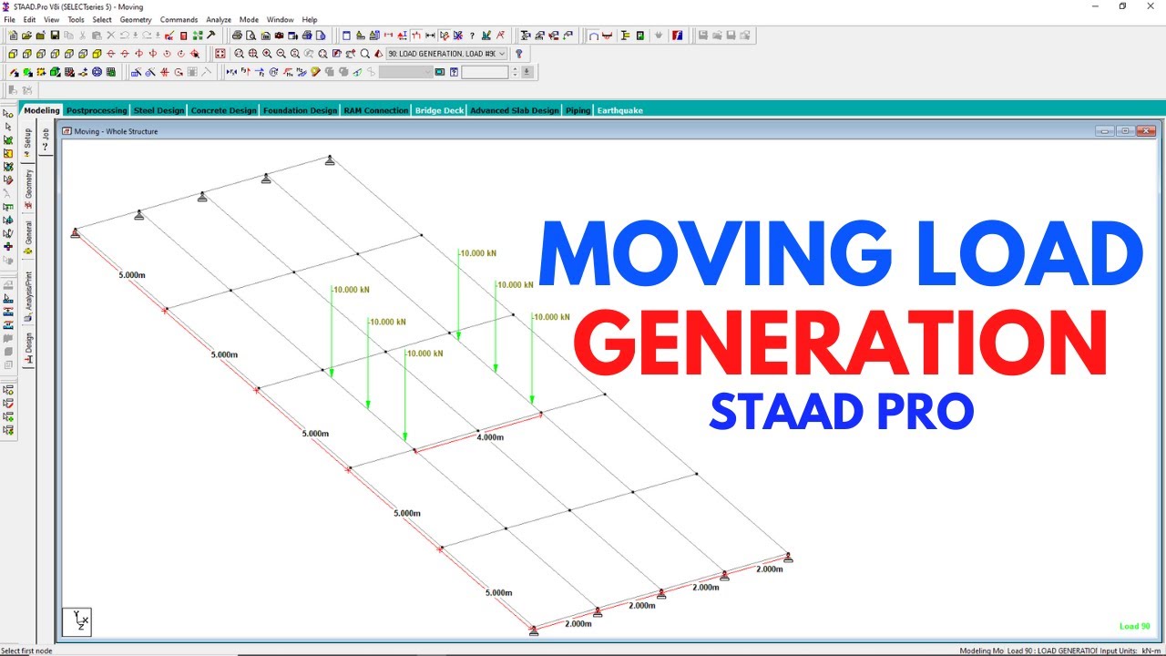Moving Load Generation in Staad Pro | Staad Pro Tutorials for Beginners