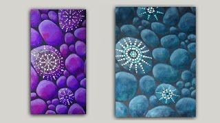 2 Acrylic Paintings Shimmering Stones with Dot Art Tutorial