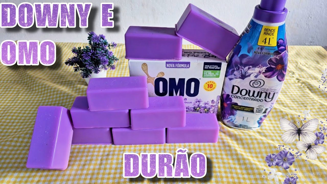 DOWNY E OMO EM BARRAS  DURÃO - SEM ÓLEO E SEM SODA 💜 BRANQUEADOR PODEROSO