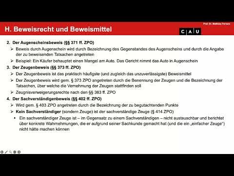Zivilprozessrecht – Folge 08 (Beweismittel; Fristen und Präklusion)