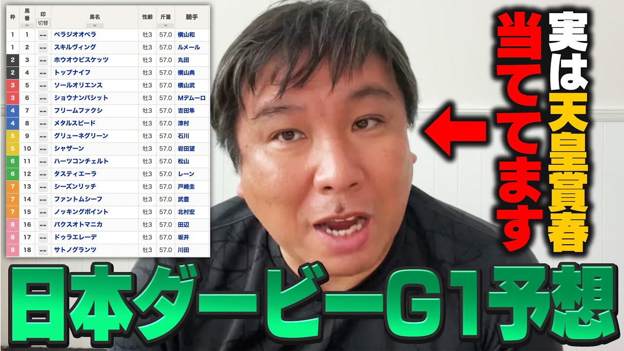 2年ぶりに帰ってきた‼︎【日本ダービーG1予想】本命はソールオリエンス⁉︎堅実な里崎が考える"最強の３連複"とは⁉︎