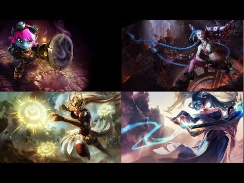 ADC Tristana & Syndra vs Jinx & Sona on Summoner's Rift (League of legends Pre-Season 4)