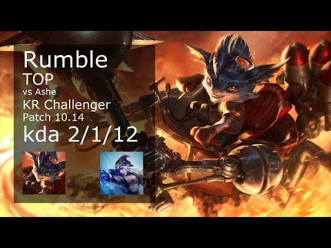Rumble vs Ashe Top - KR Challenger 2/1/12 Patch 10.14 Gameplay // [롤] 럼블 vs 애쉬 탑
