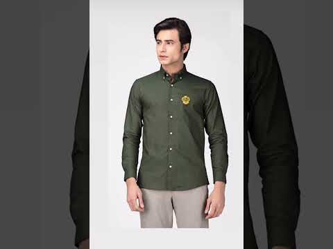 Cotton plain green hill men's solid casual green half sleeve...