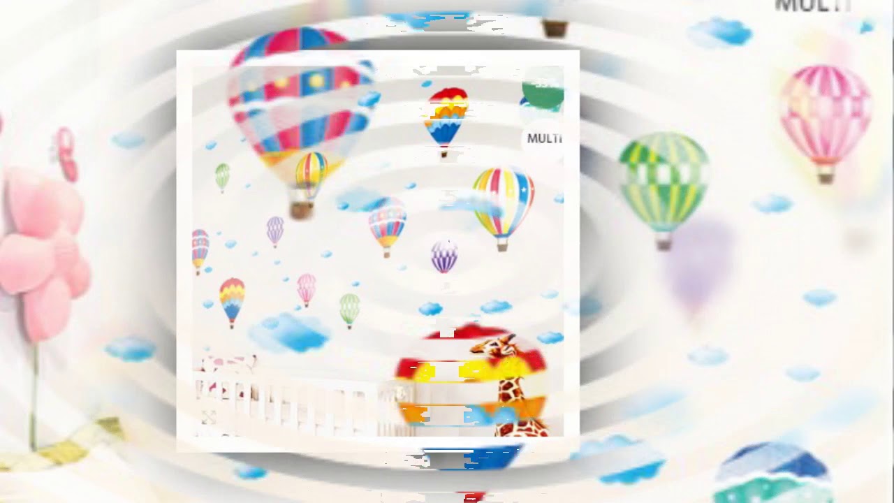 Watch video Colorful Hot Air Balloon Wall Stickers With DIY Cartoon Now Colorful Hot Air Balloon Wall Stickers With DIY Cartoon