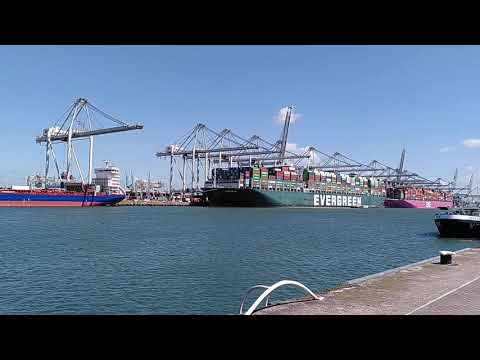 The Ever Given in Port of Rotterdam.