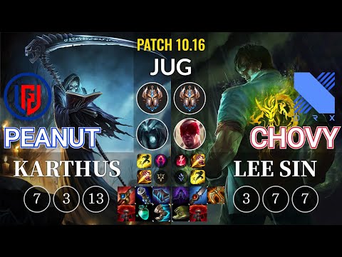 LGD Peanut Karthus vs DRX Chovy Lee Sin Jungle - KR Patch 10.16