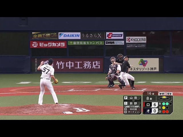 【8回表】バファローズ・山田修義 無失点に抑える好投を見せる!! 2021年10月13日 オリックス・バファローズ 対 千葉ロッテマリーンズ