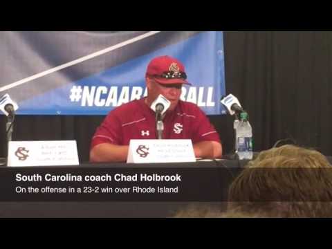South Carolina coach Chad Holbrook on the offense in a 23-2 win over Rhode Island to set up a meetin