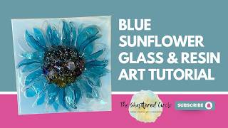 Blue Glass Sunflower 🌻 | Upcycled Beginner Glass & Resin Art Tutorial