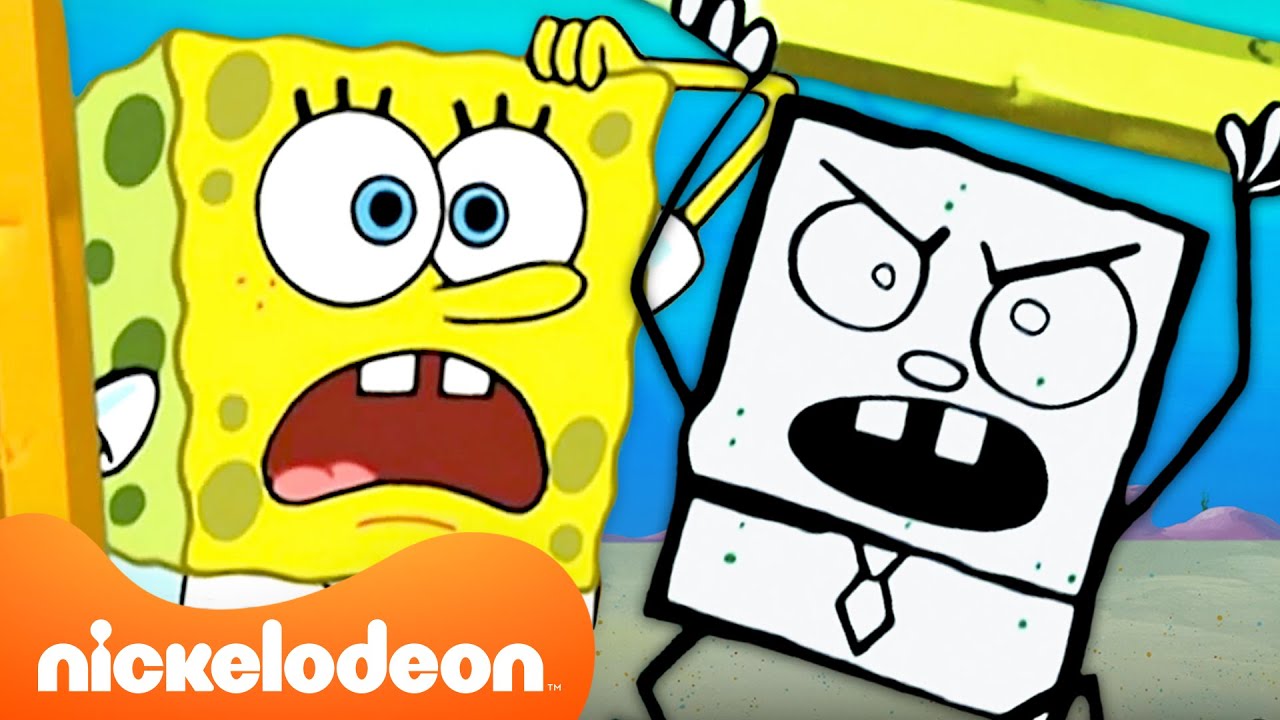 SpongeBob Draws An EVIL SpongeBob?! ✏️ | SpongeBob SquarePants | Nickelodeon UK