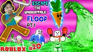 ROBLOX FLOOD ESCAPE!! Undertale Drowning Sick Town! (FGTEEV #20 Gameplay / Skit)