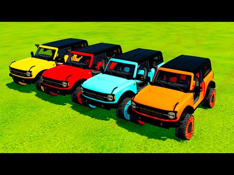 TRANSPORTING COLORED FORD BRONCO TO GARAGE DEATH RUN PARKOUR #40 - Farming Simulator 22