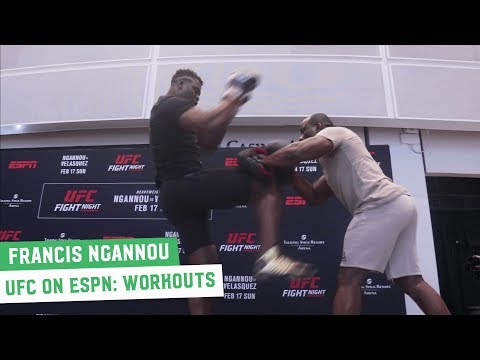 Francis Ngannou shows his power at UFC on ESPN 1 Open Workouts