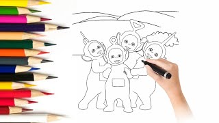 How to Draw Tinky Winky, Dipsy, Laa-Laa & Po | Easy Drawing for Kids - Part 1