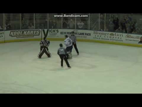 Matt Zenzola vs Tyler Steele - goalie fight - 12/17/16