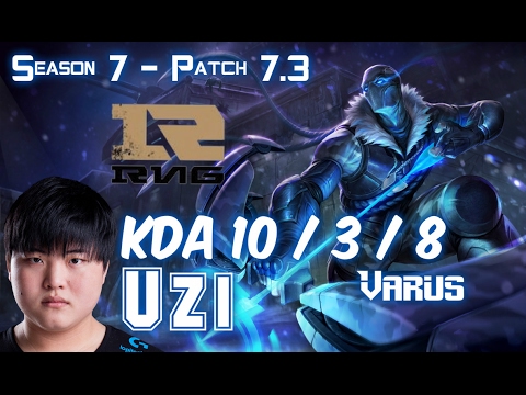 RNG Uzi VARUS vs JHIN ADC - Patch 7.3 KR Ranked