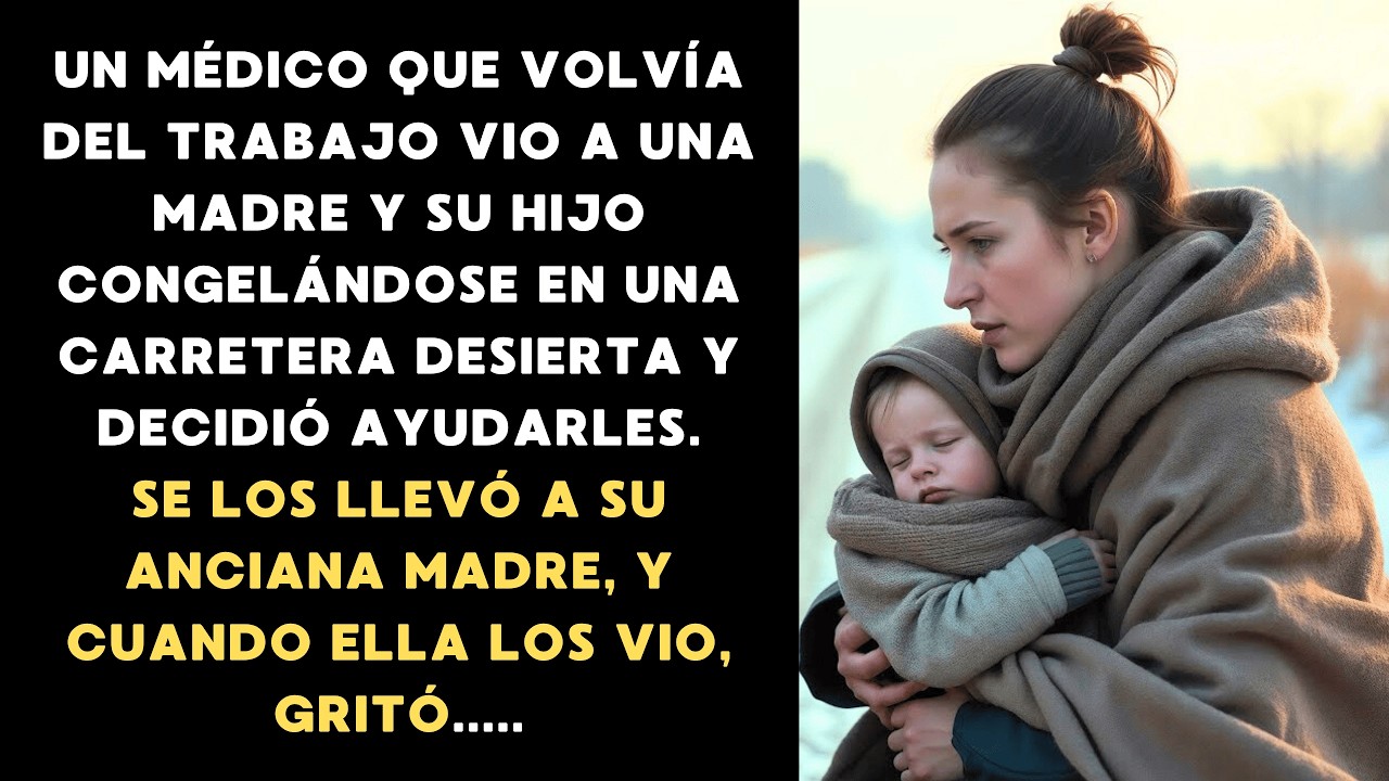 UN MÉDICO QUE VOLVÍA DEL TRABAJO VIO A UNA MADRE Y A SU HIJO CONGELADOS EN LA CARRETERA Y SE DETUVO