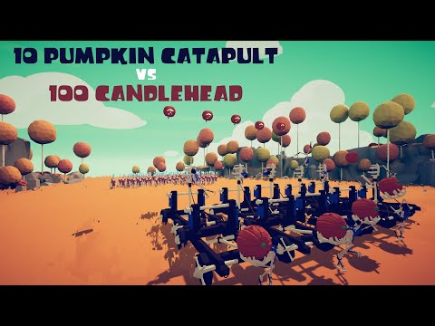 TABS GAMEPLAY - 10 PUMPKIN CATAPULT VS 100 CANDLEHEAD - Totally Accurate Battle Simulator TABS