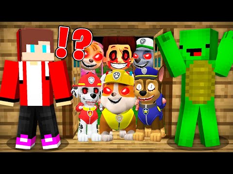 JJ and Mikey HIDE From PAW PATROL.EXE In Minecraft