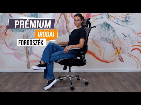 Prémium ergonomikus irodai szék, forgószék, fekete hálós (E05)  - Videó