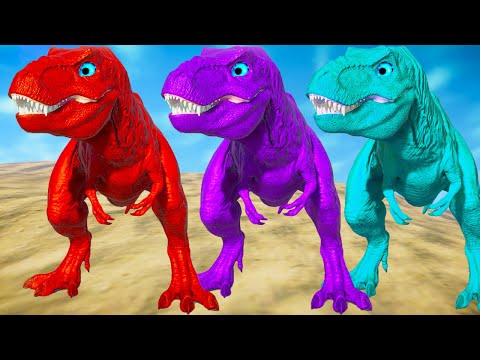 T Rex Color Pack vs Allosaurus, Indominus Rex, Spinosaurus - Jurassic World Evolution Dinosaur Fight
