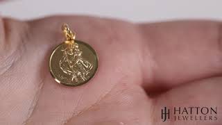 9ct Yellow Gold Single-Sided Round St. Christopher Pendant - 20mm