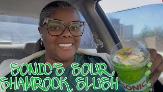 SONIC “NEW” SOUR SHAMROCK SLUSH REVIEW HAPPY ST. PATRICKS DAY!!!  #THEREVIEWQUEEN 