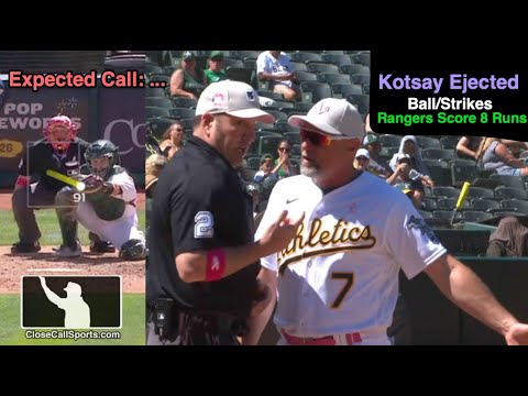 E61 - Mark Kotsay Ejected After Dan Bellino Balls Pitch Prior to Rangers Scoring 8 Runs in 8th
