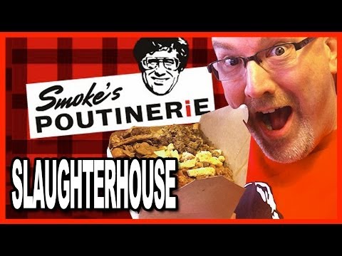 The Slaughterhouse Challenge Smoke's Poutinerie 6 Cobertura de carne em um Poutine tamanho WOW!