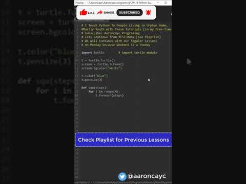 Python Coding Short Video Square Spiral Tutorial Python Pythonprogramming Pythontutorial