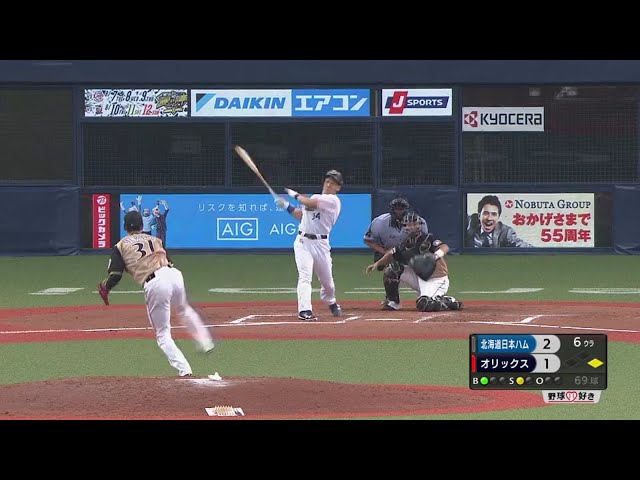 【6回裏】これぞ4番!! バファローズ・吉田正のタイムリー2ベースで同点に追い付く!! 2018/7/18 Bs-F