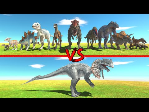 Dilophosaurus Dinosaur in Battle with All Dinosaurs - Animal Revolt Battle Simulator