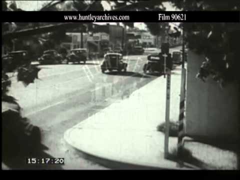 Small town America and Main Street, 1950's.  Film 90621