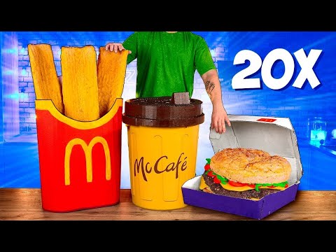 The McDonald's menu has been multiplied by 20 / Giant Big Tasty / Enormous French Fries / Grand C...