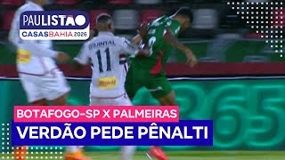 Foi pênalti? Palmeiras fica de novo na bronca com o VAR contra o Botafogo-SP