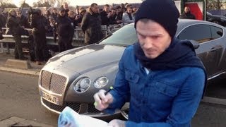 Sortie des voitures des joueurs du PSG lors du premier entrainement de David Beckham